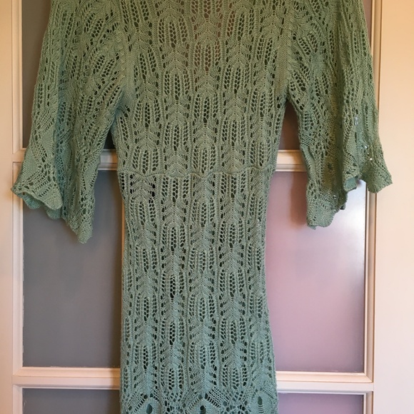 POOKIE & SEBASTIAN Moss Green Crocheted Sweater - Picture 2 of 7
